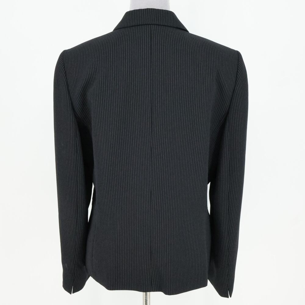 Daniele O Tahari Levine Jacket Womens 14 Black Pinstripe Lined Blazer Pockets - Picture 2 of 16